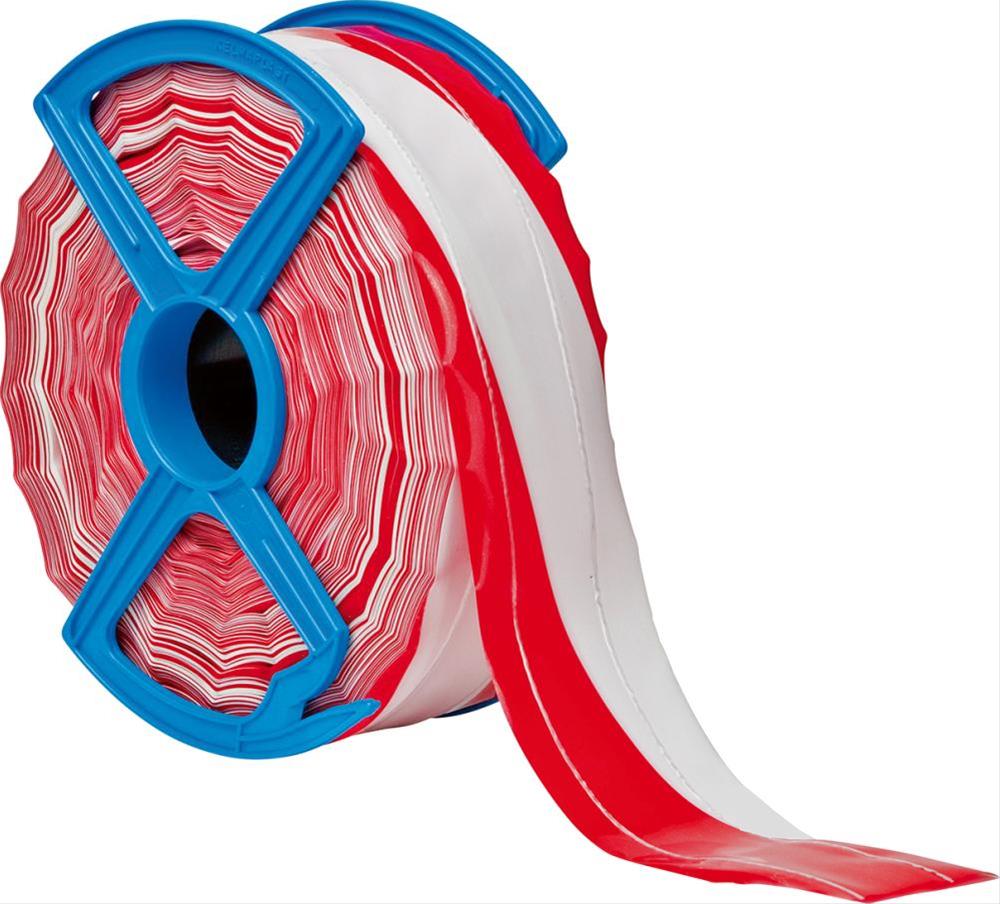 Absperrband rot/weiss 250 m schraffiert