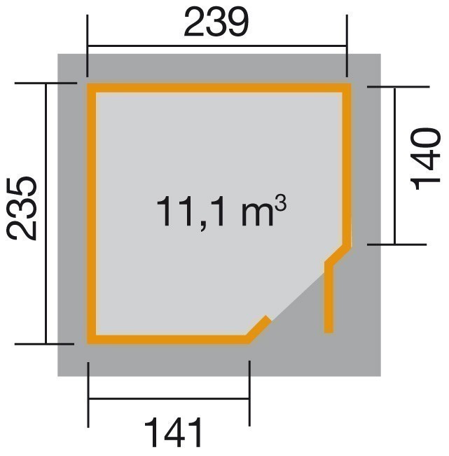 weka Gartenhaus 229 Gr.2, grau, 21 mm