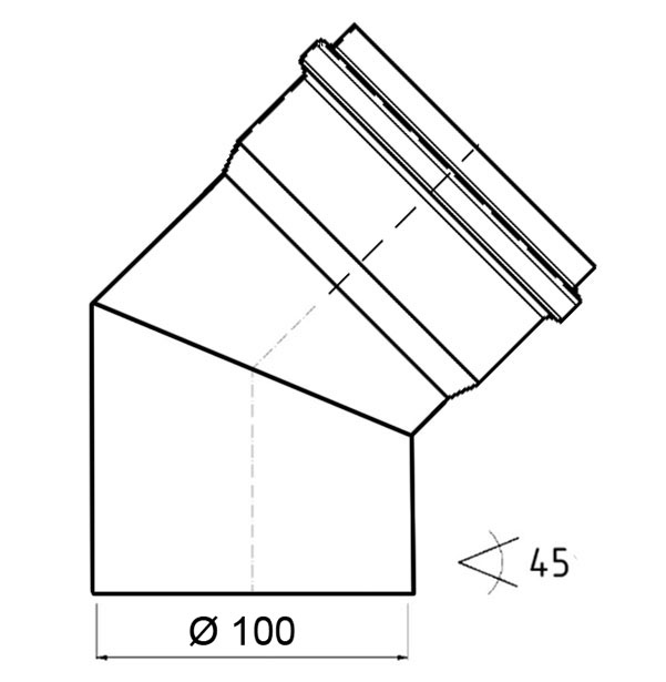 Bogenknie 45° für Pelletofen Senotherm 0,8mm schwarz Ø100mm ohne Tür