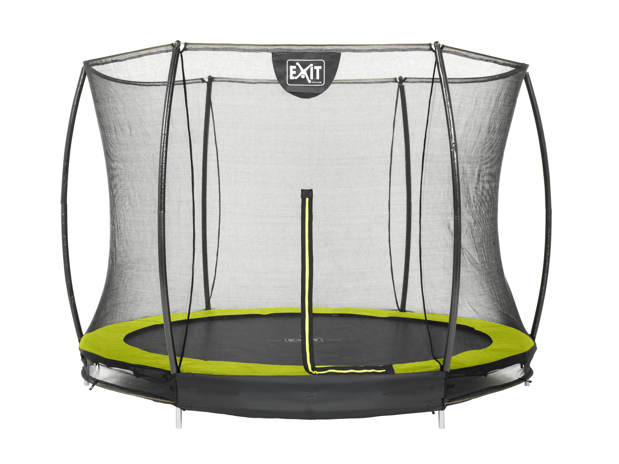 Trampolin EXIT Silhouette Ground mit Sicherheitsnetz Ø244cm Lime grün