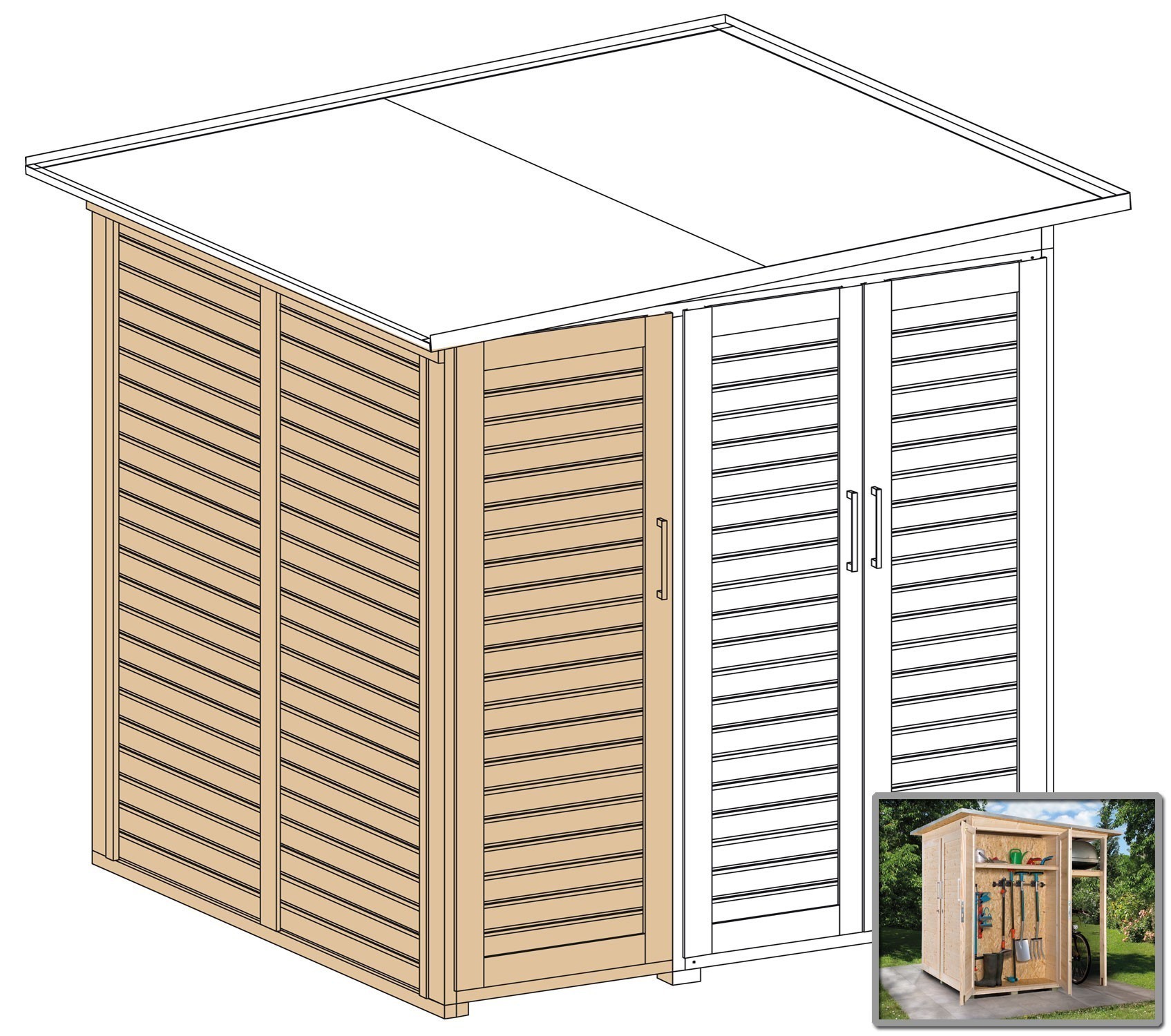 weka Garten [Q] Modul Save Bike, 2 Türen+RW natur