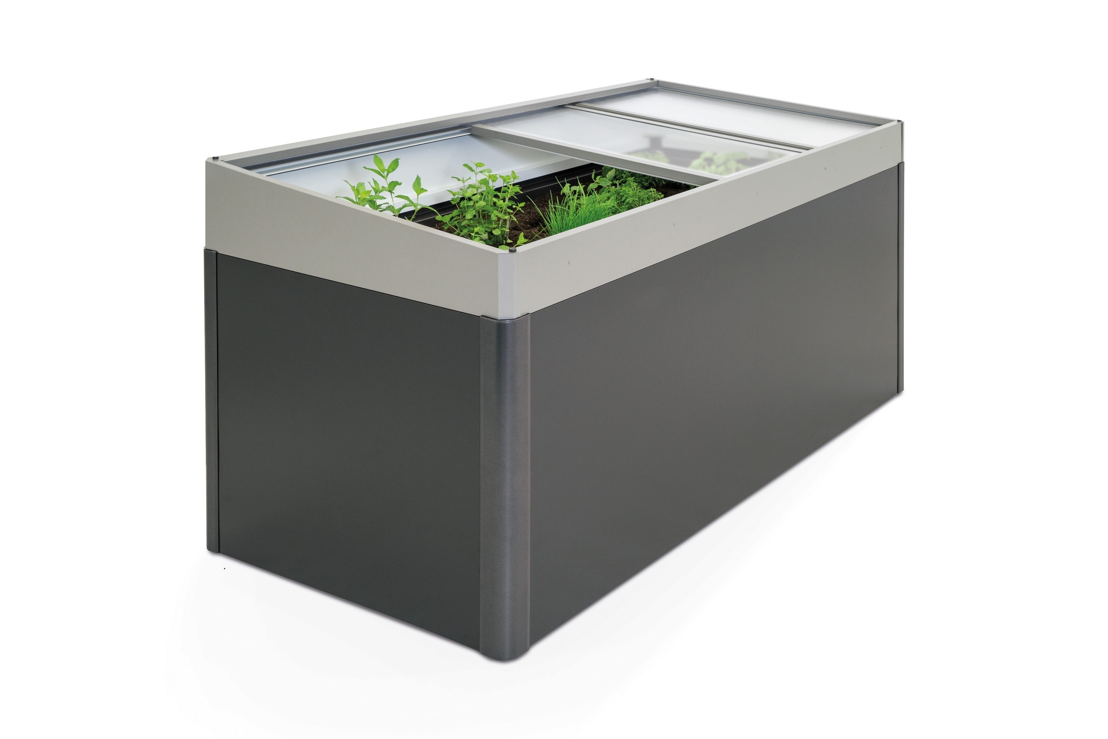 Frühbeetaufsatz für Biohort Hochbeet 2x1 quarzgrau-metallic