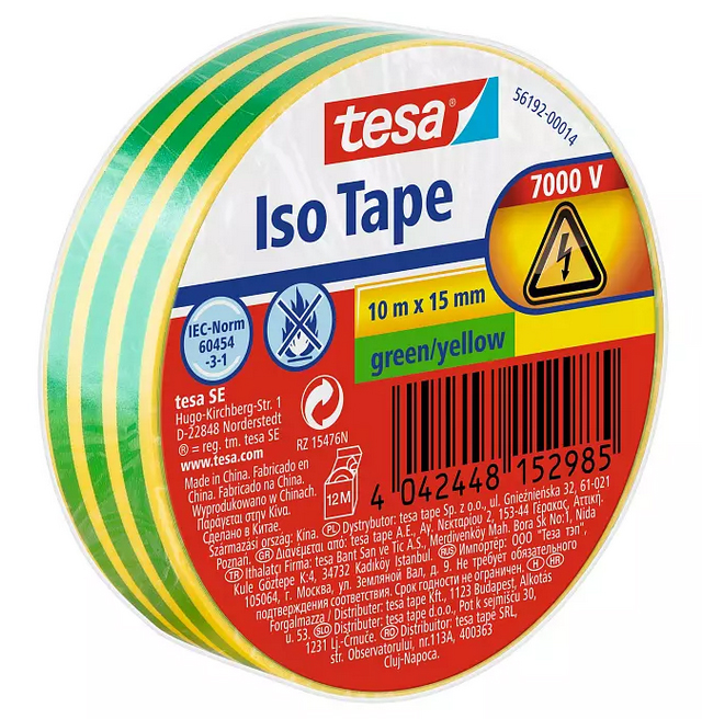 tesa® Isolierband grün gelb 15mm 10m