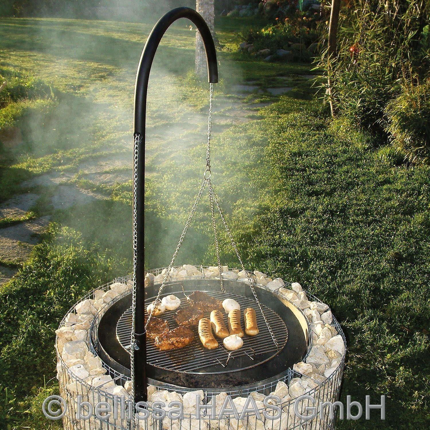 Gabionengrill / Schwenkgrill Steinkorb Komplett Set bellissa Ø92cm