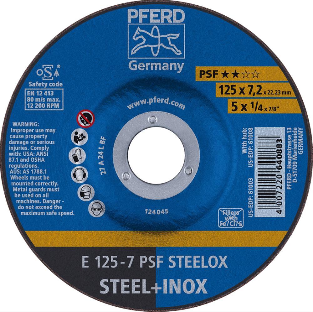 Schruppscheibe PSFSTEELOX180x7mm gekr. Pferd