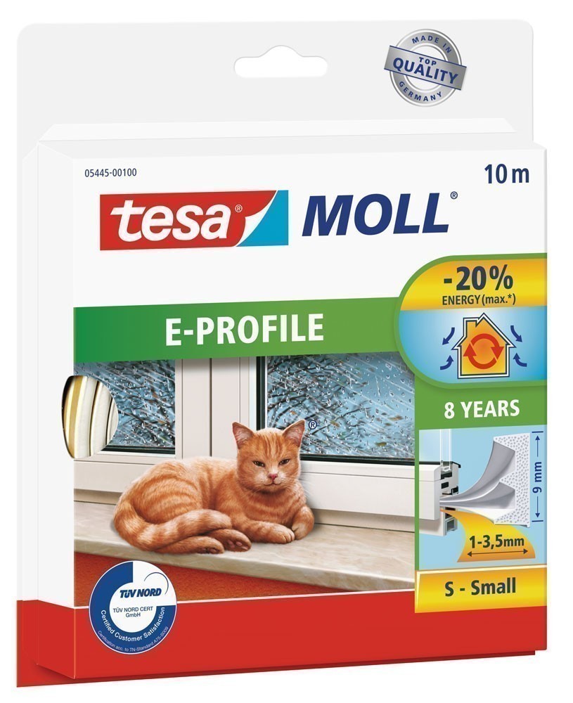 tesamoll® E-Profil Gummidichtung 9 mm x 10 m weiß