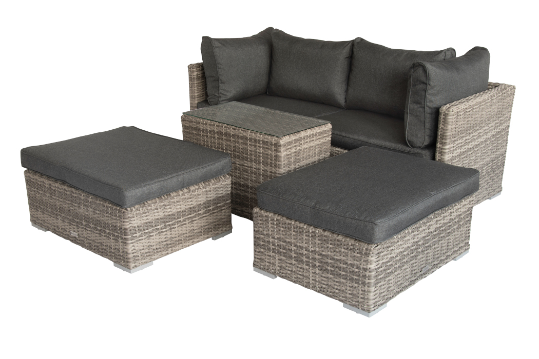 Bellavista Sitzgruppe Loungeset Samoa Polyrattan hellgrau