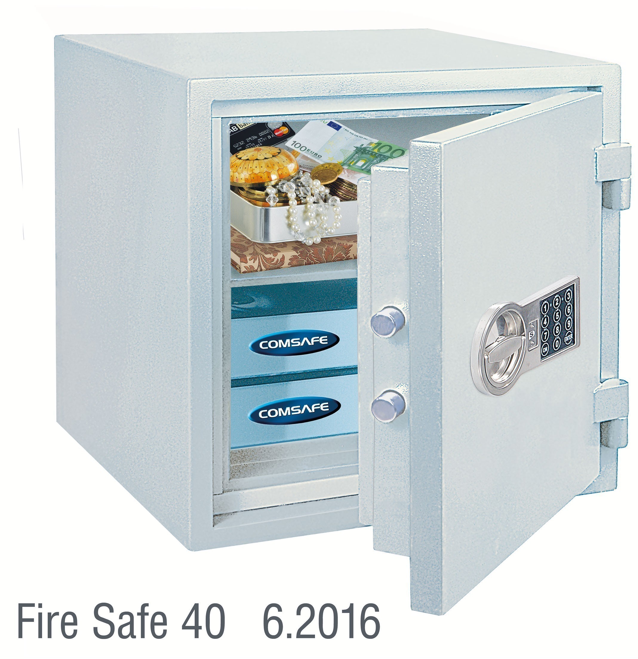 Rottner Dokumententresor feuersicher Fire Safe 40EL grau 460x440x440mm