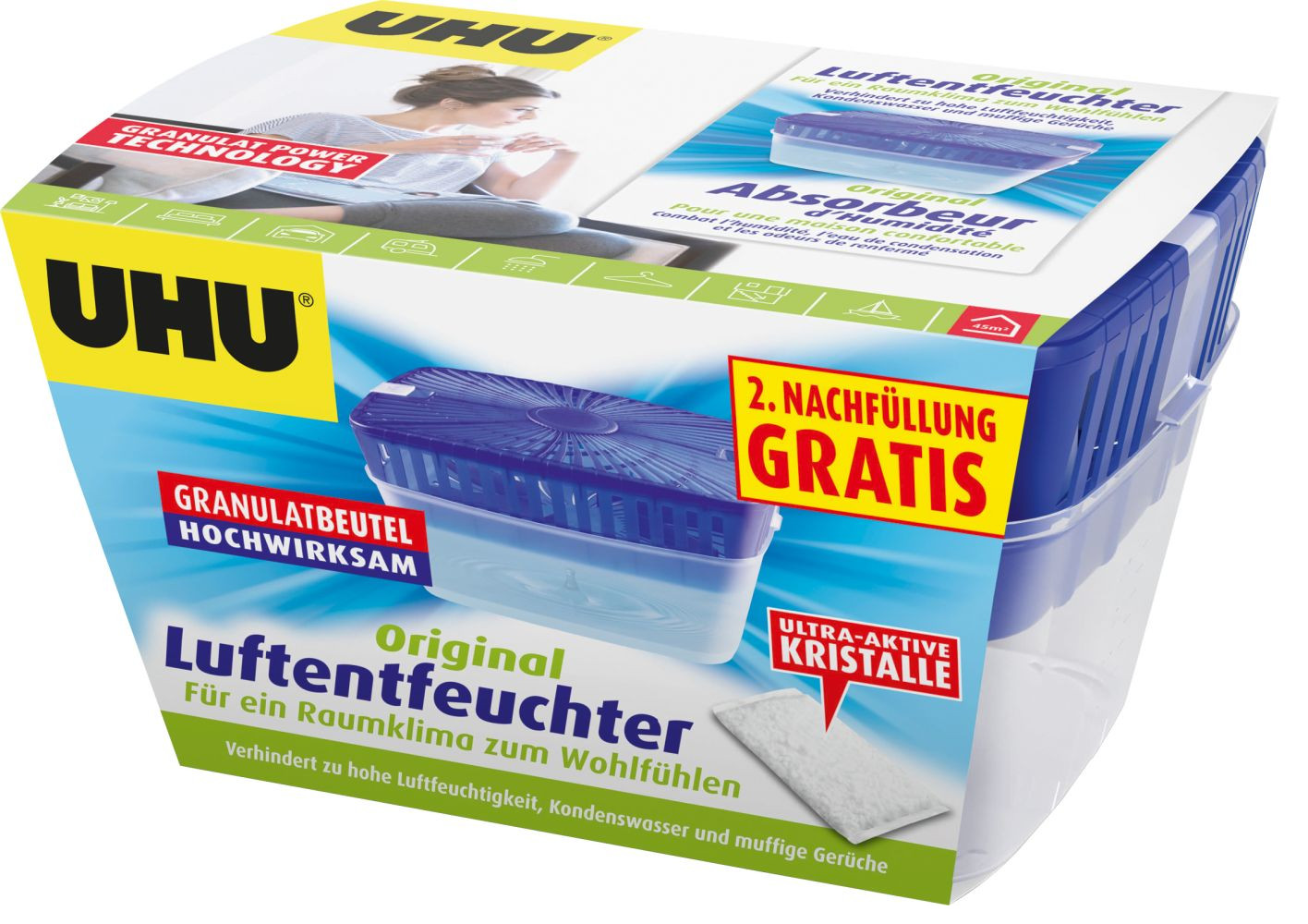 UHU Luftentfeuchter Original 1000 g mit Nachfüllbeutel