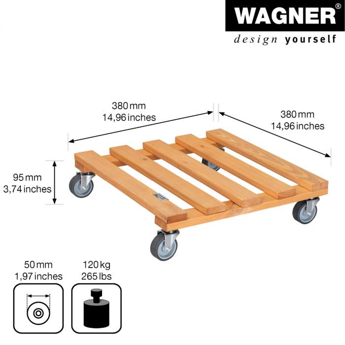 Multiroller Pflanzenroller Holz 380x380 mm für 120 kg