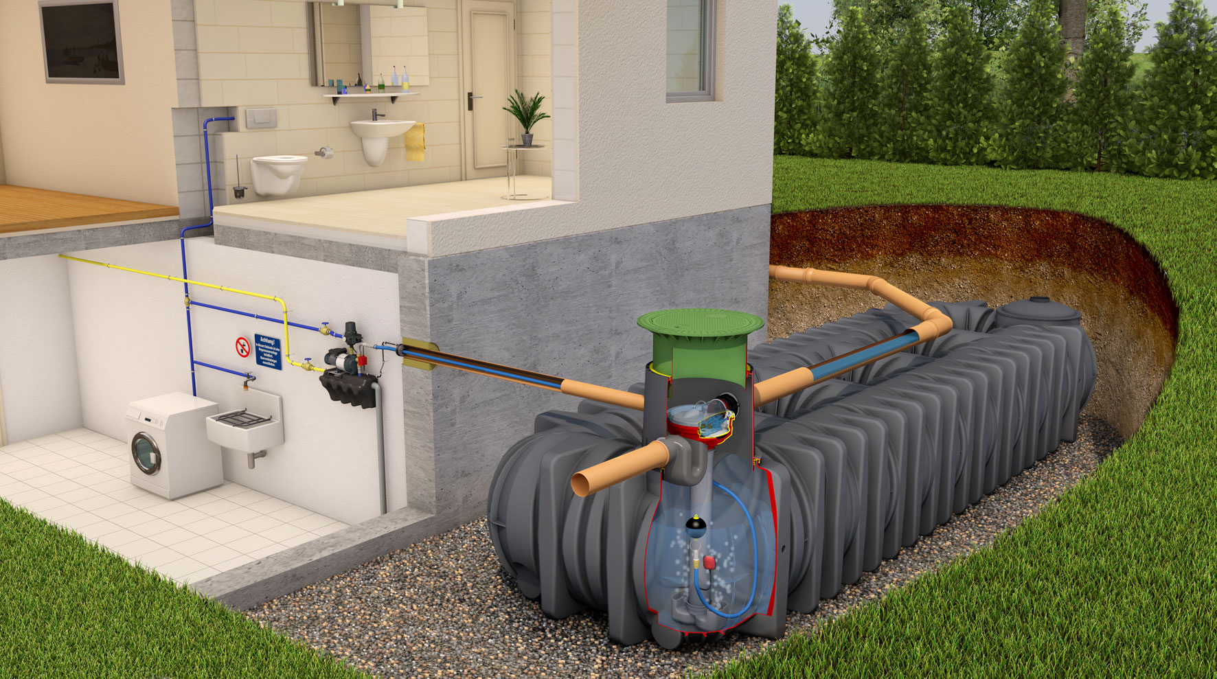 Flachtank Platin XL Set Haus Eco-Plus begehbar 15000L Graf 390405