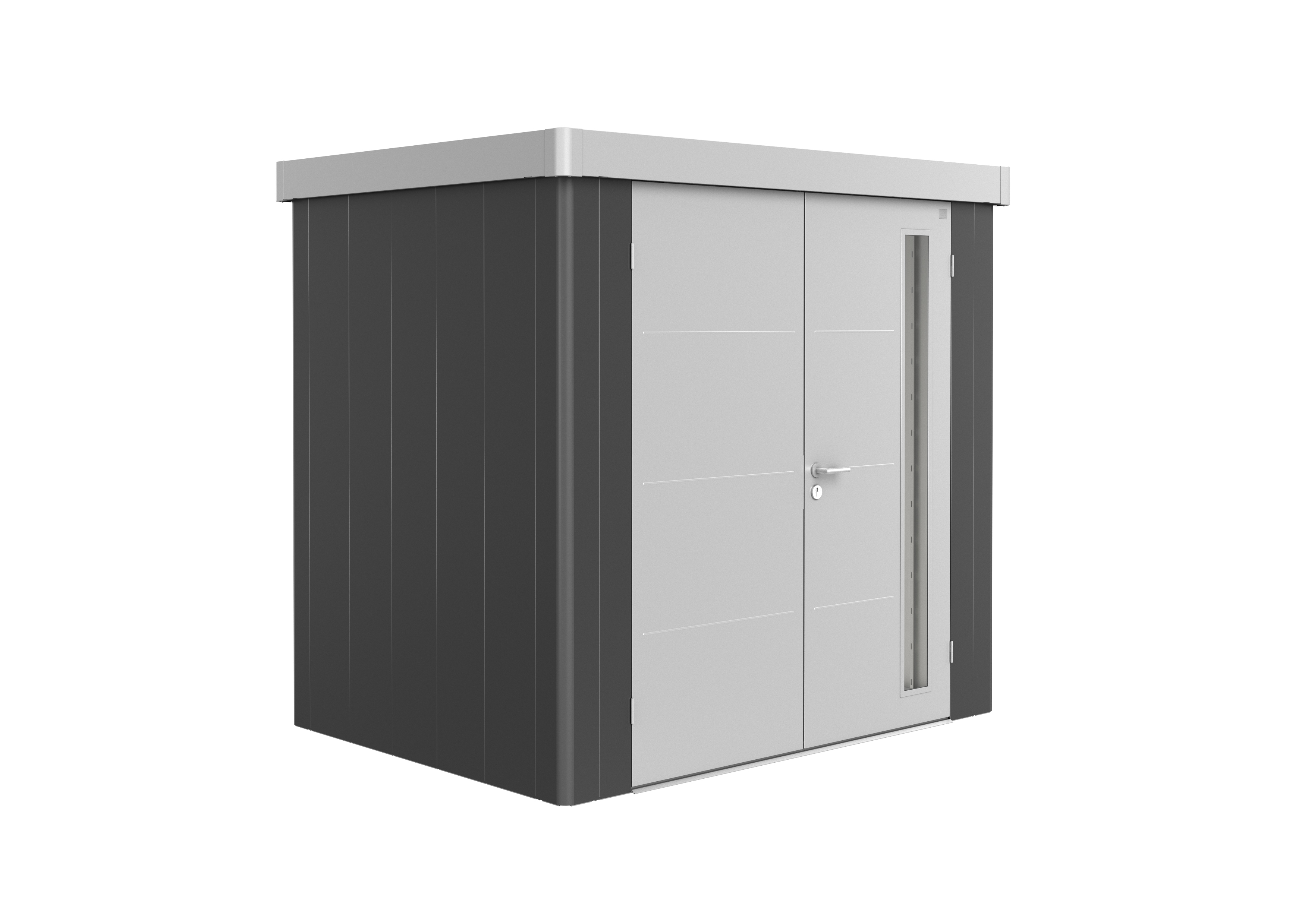 Biohort Gerätehaus Neo 1B Variante 3.1 Doppeltür dunkelgrau silber