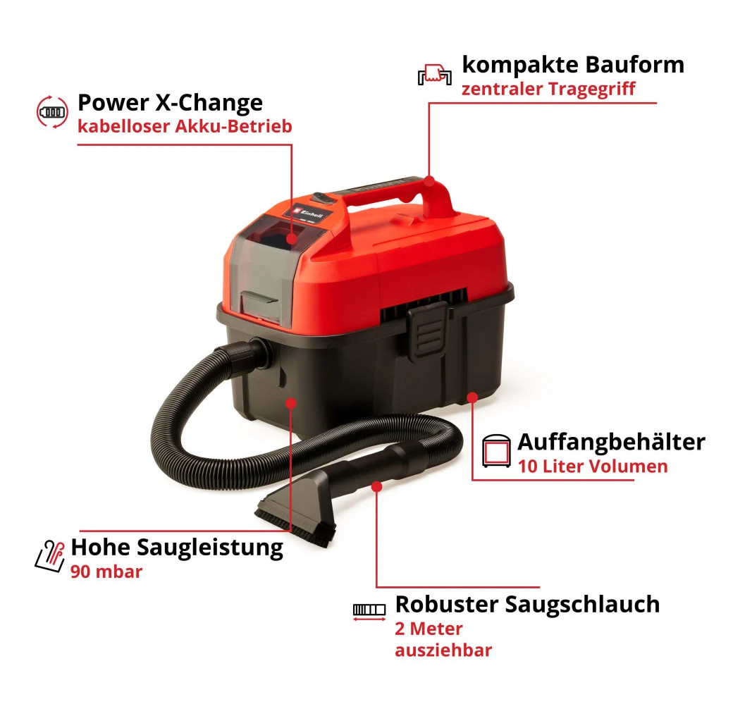 Einhell Akku-Nass-Trockensauger TE-VC 18/10 Li Solo 18 V