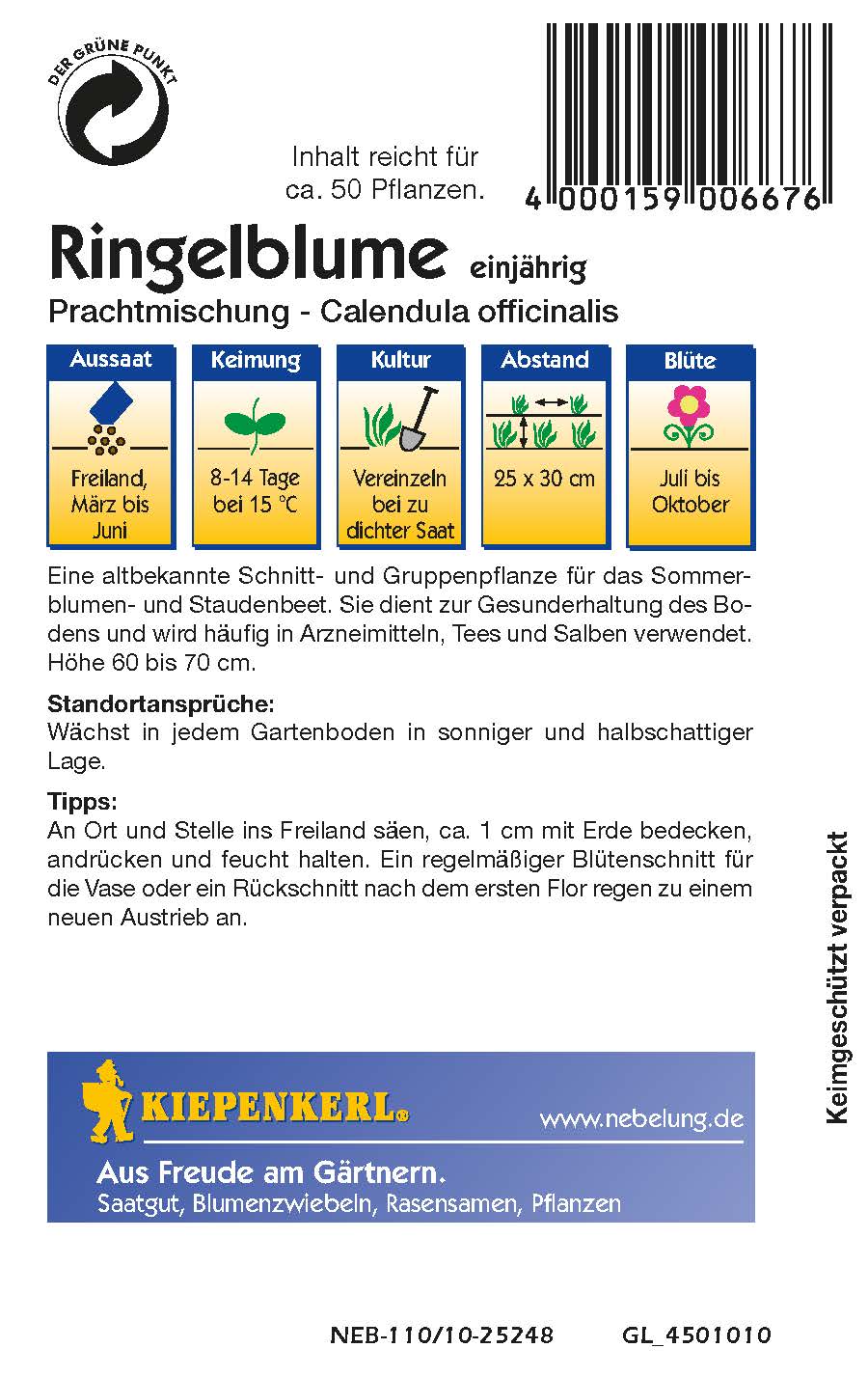 Saatgut Ringelblumen Prachtmischung