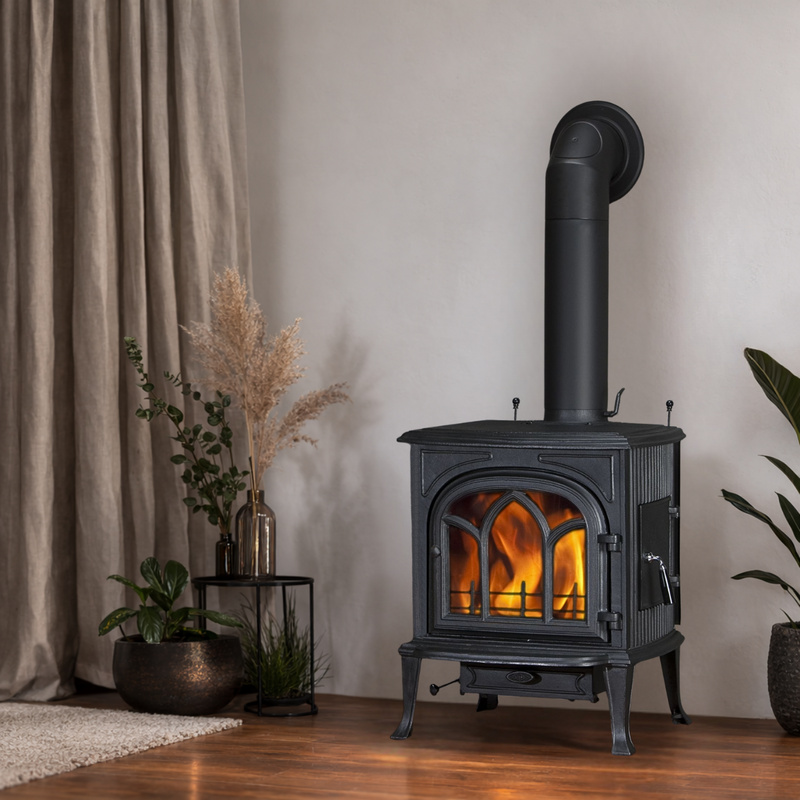 Kaminofen Globe-fire Mercury raumluftunabh. Guss schw. Verzierung 7kW