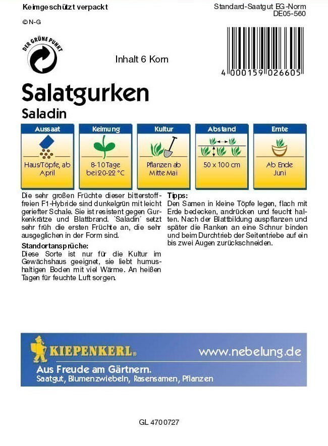 Saatgut Gurken Saladin 