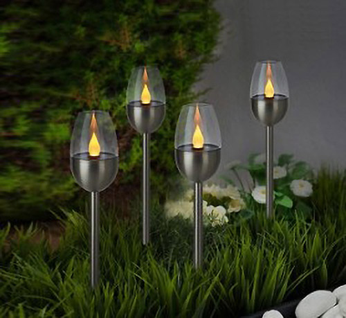 Solar Gartenfackel Edelstahl Hx38cm