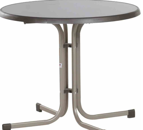 SIEGER Gartentisch / Klapptisch Ø86cm Stahl champ. / Mecalit mocca