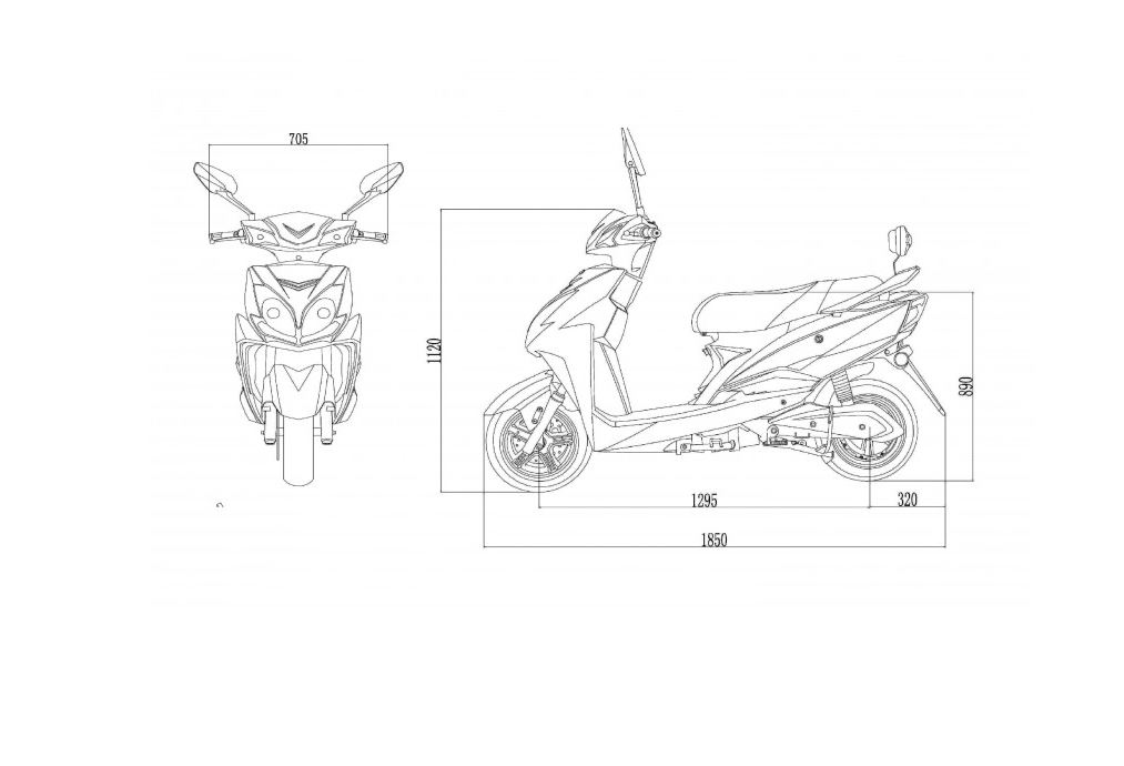 Elektroroller Falcon - Falk 45Km/h - 3.4 d-Grau Lithium Akku