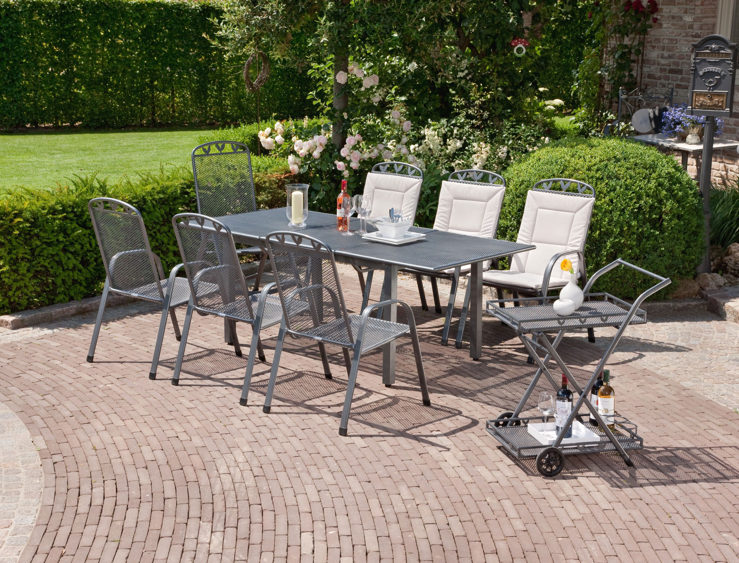 Gartentisch Toulouse 140/200x90x72cm Streckmetall ausziehbar eisengrau