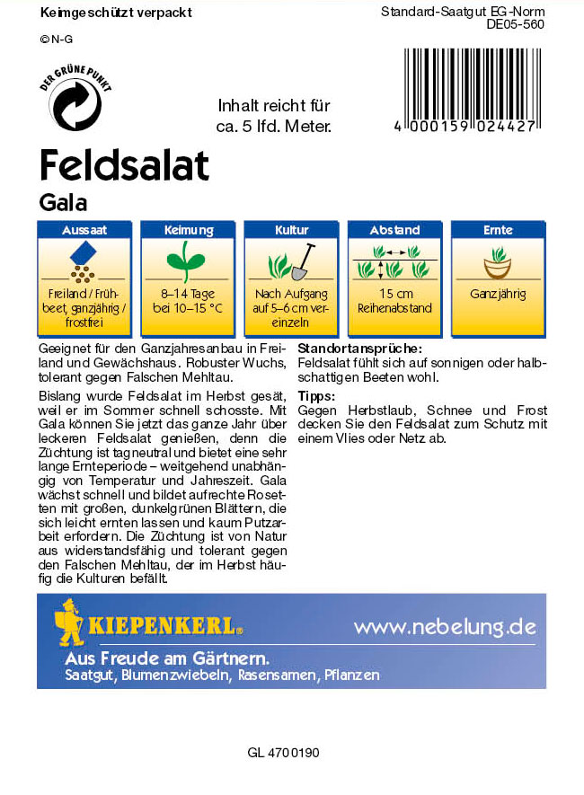 Saatgut Feldsalat Gala
