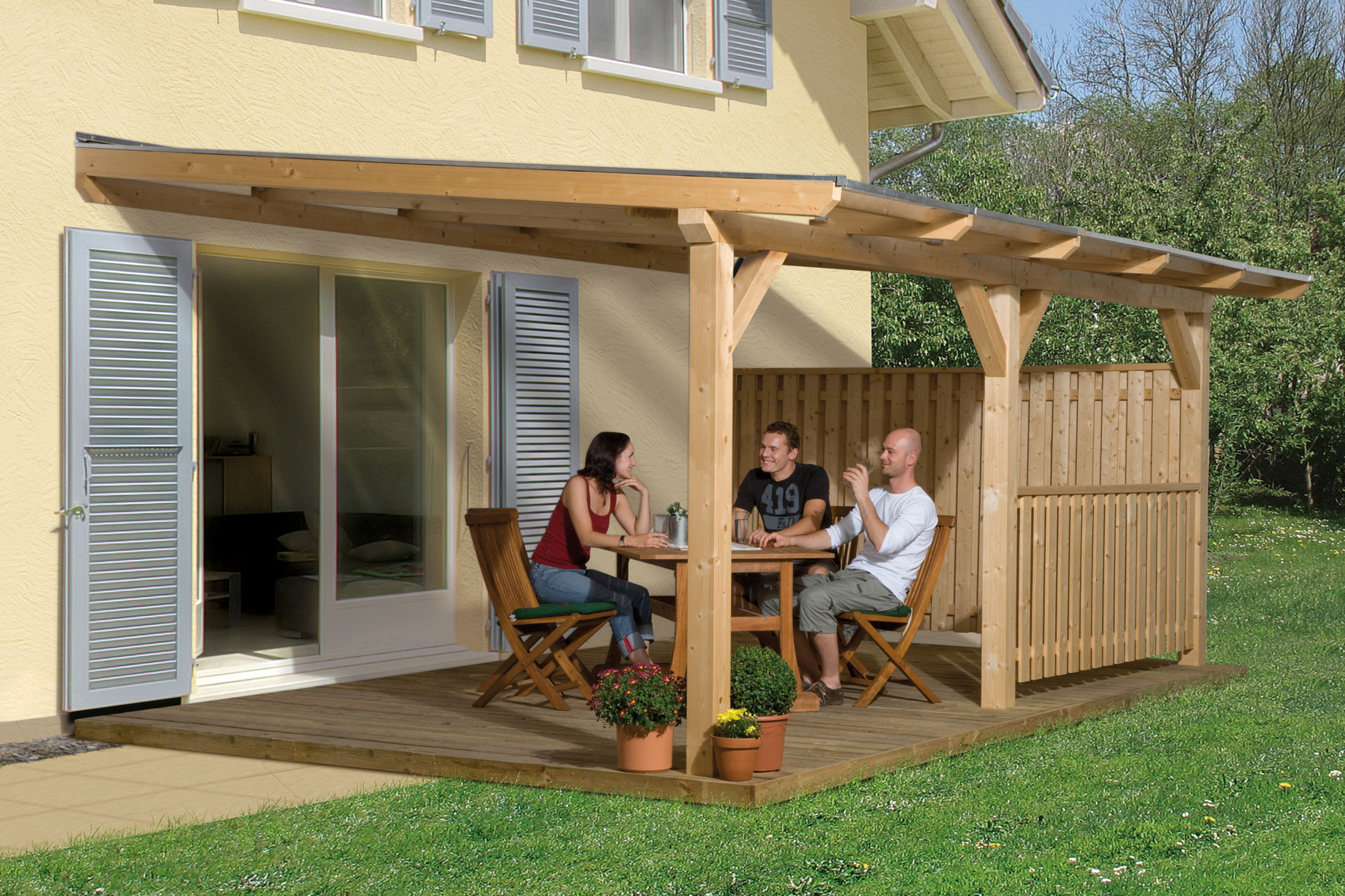 Terrassenüberdachung Weka 672 Gr. 4 Leimholz natur 541x379cm