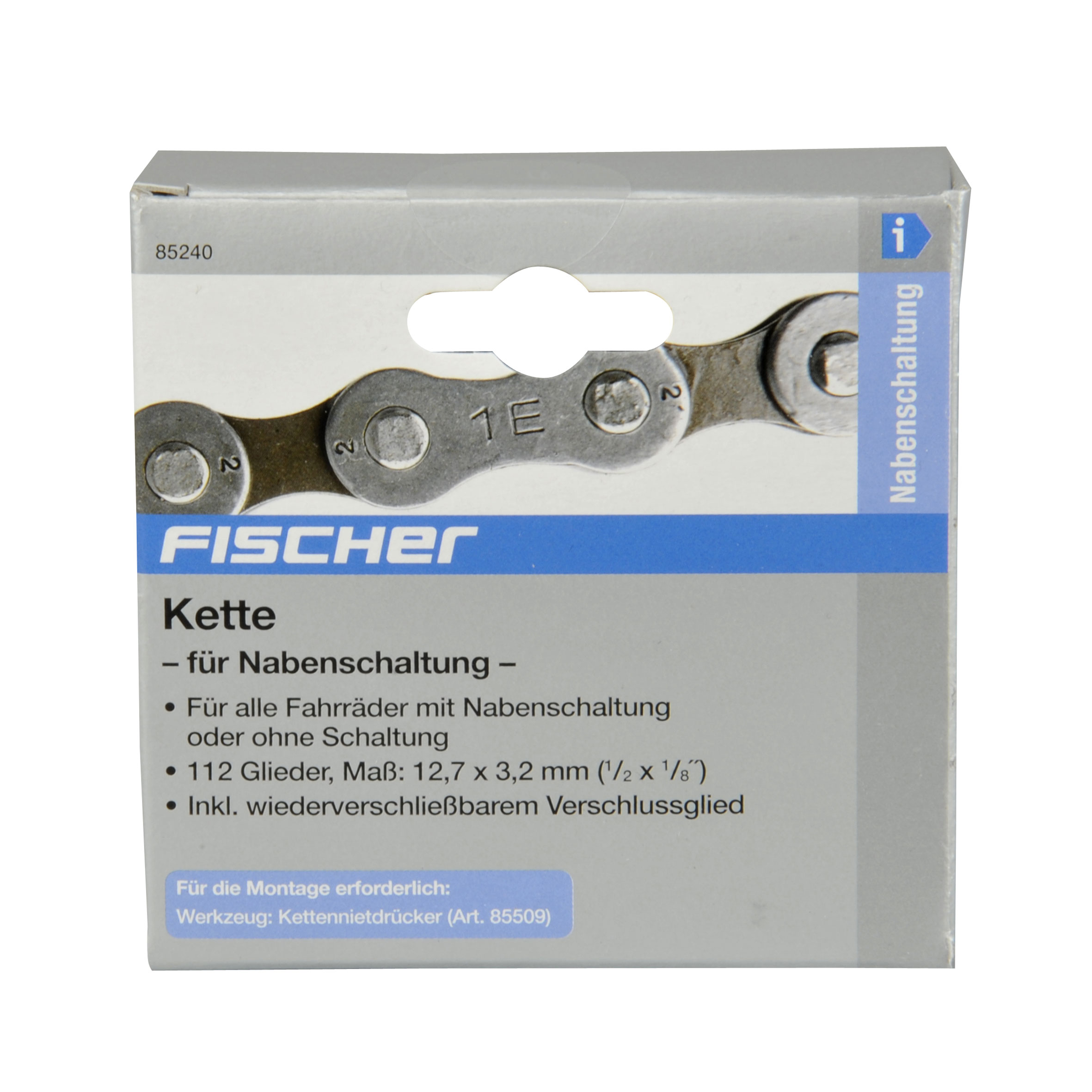 Fischer Fahrradkette für Nabenschaltung / ohne Schaltung 1/2x1/8"