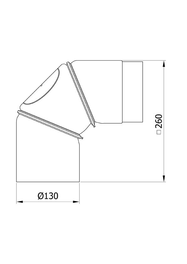 Ofenrohr Bogenknie 3tlg verstellbar 0-90° Ø130mm Senoth. schwarz m.T.