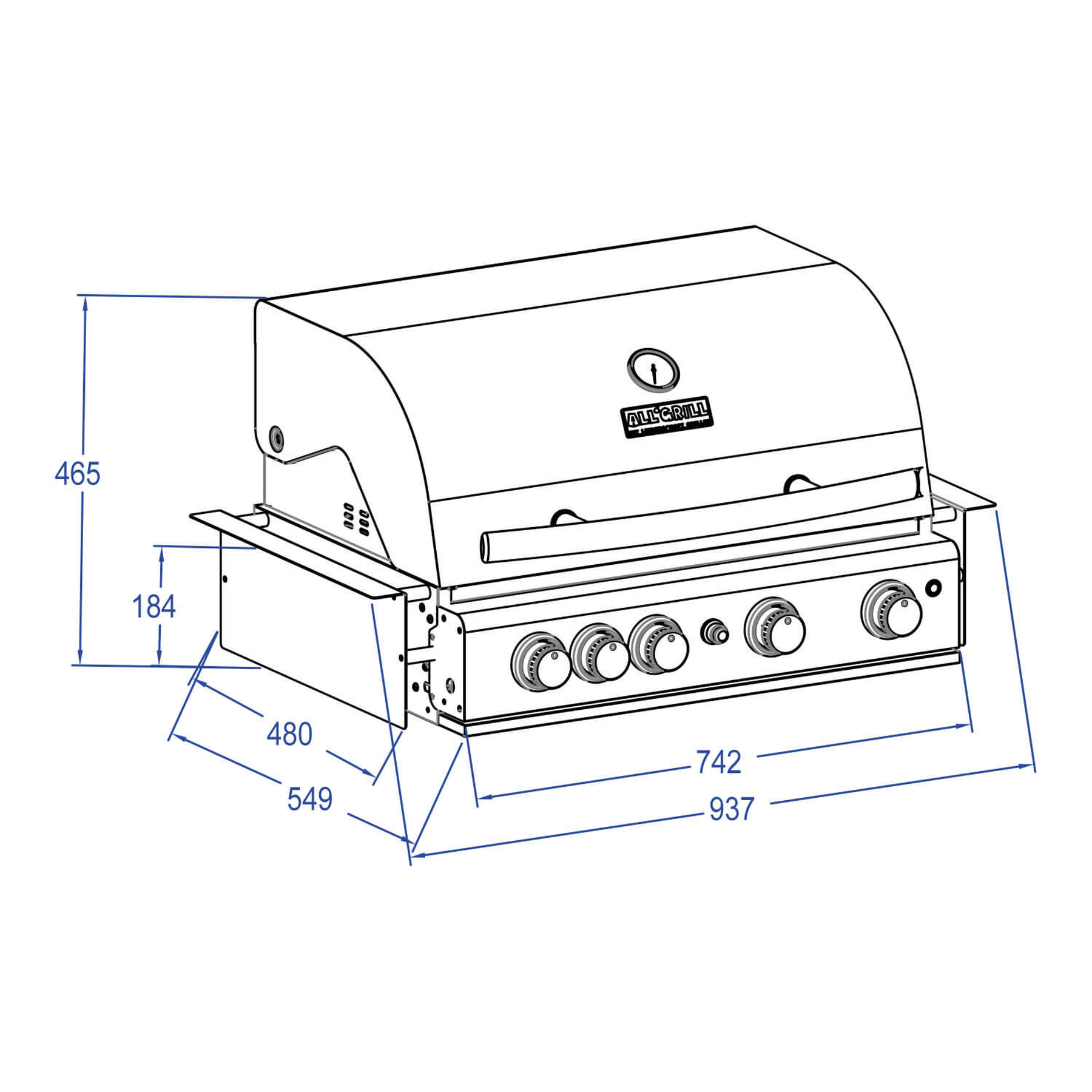 All'Grill® Gasgrill Einbaugrill CHEF L - BUILT-IN Air System 71x46cm