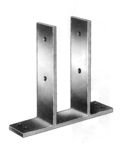 U-Pfostenträger BM Massivholz zum Aufdübeln für Pfosten 12x12cm