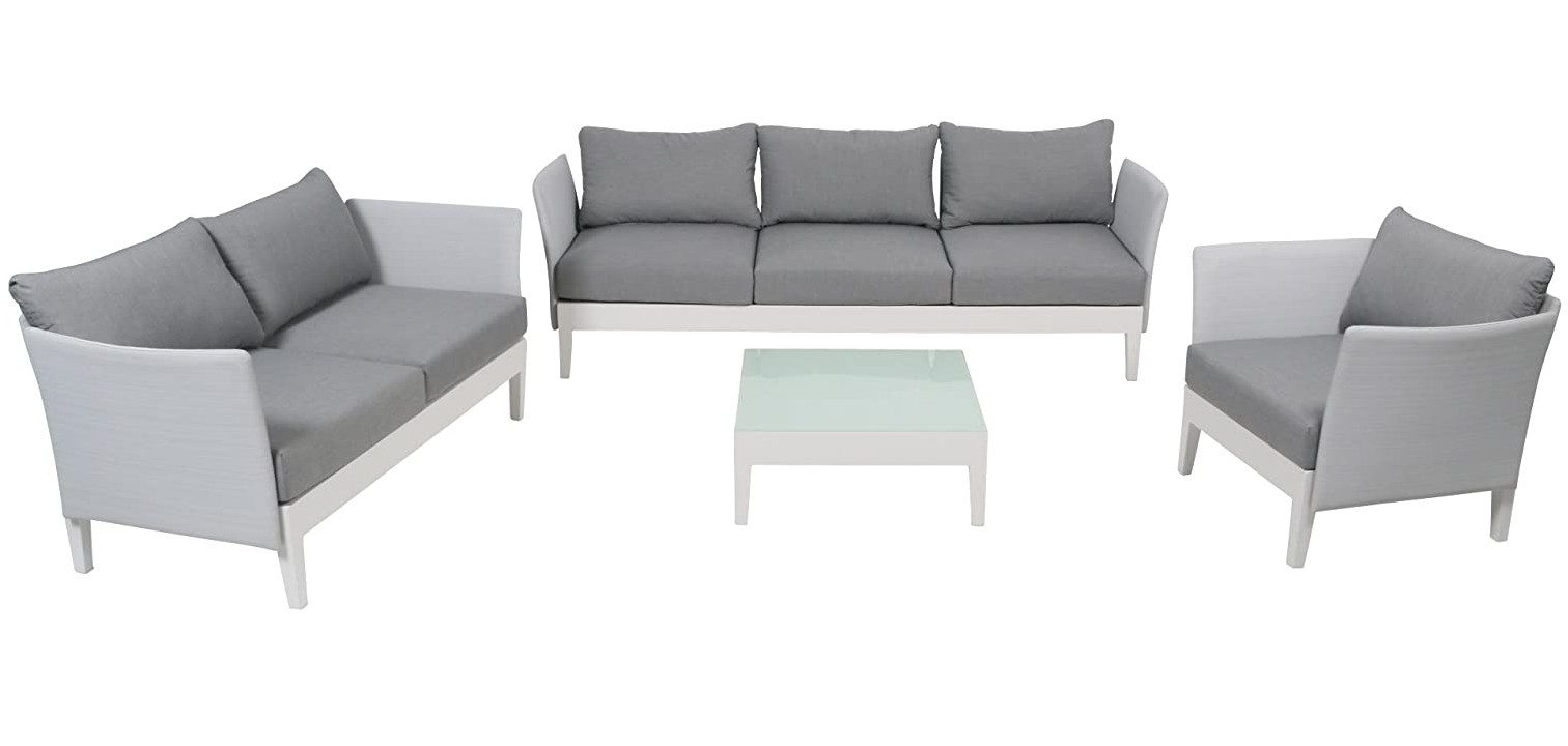 B-Ware Lounge Möbel Set Testrut Memphis Alu Textilen weiß/grau