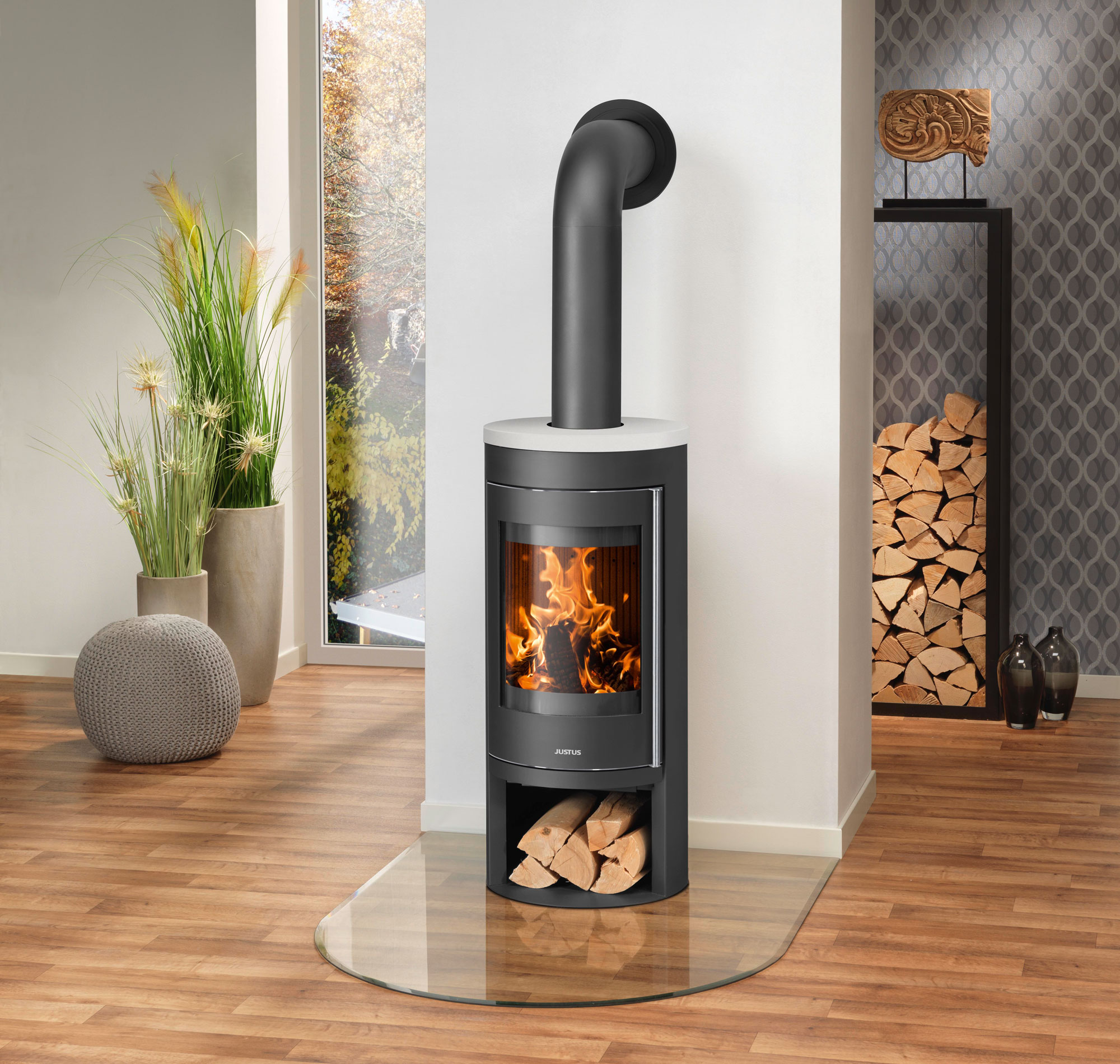 Kaminofen Justus Mino 2.0 raumluftunabhängig Keramik weiß 5kW