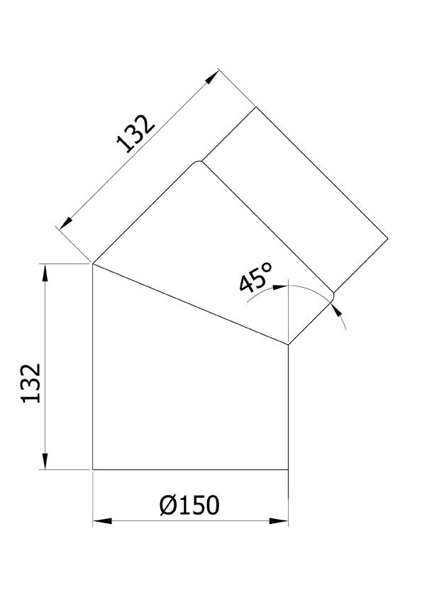 Ofenrohr / Rauchrohr Bogenknie 45° Ø150mm Senotherm gussgrau ohne Tür