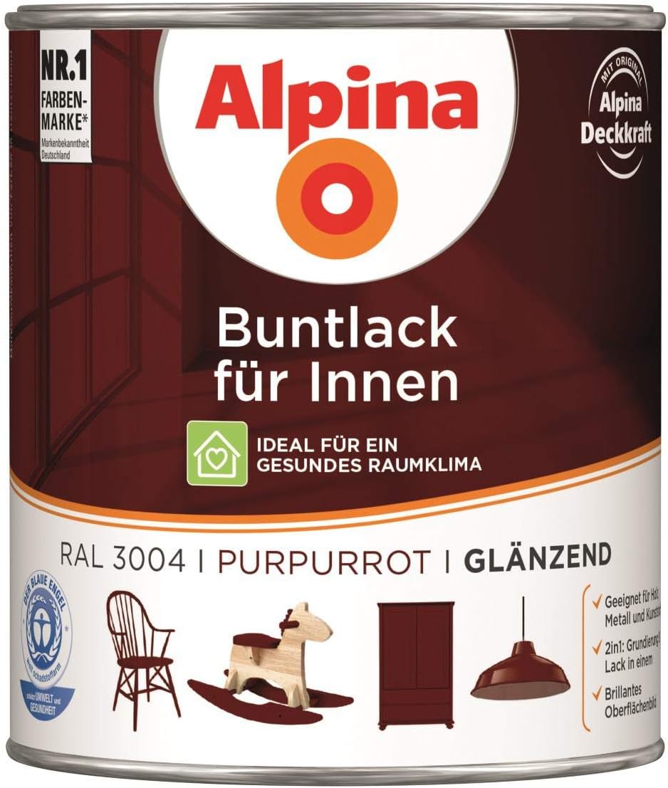 Alpina Buntlack für Innen RAL 3004 Purpurrot glänzend 750 ml