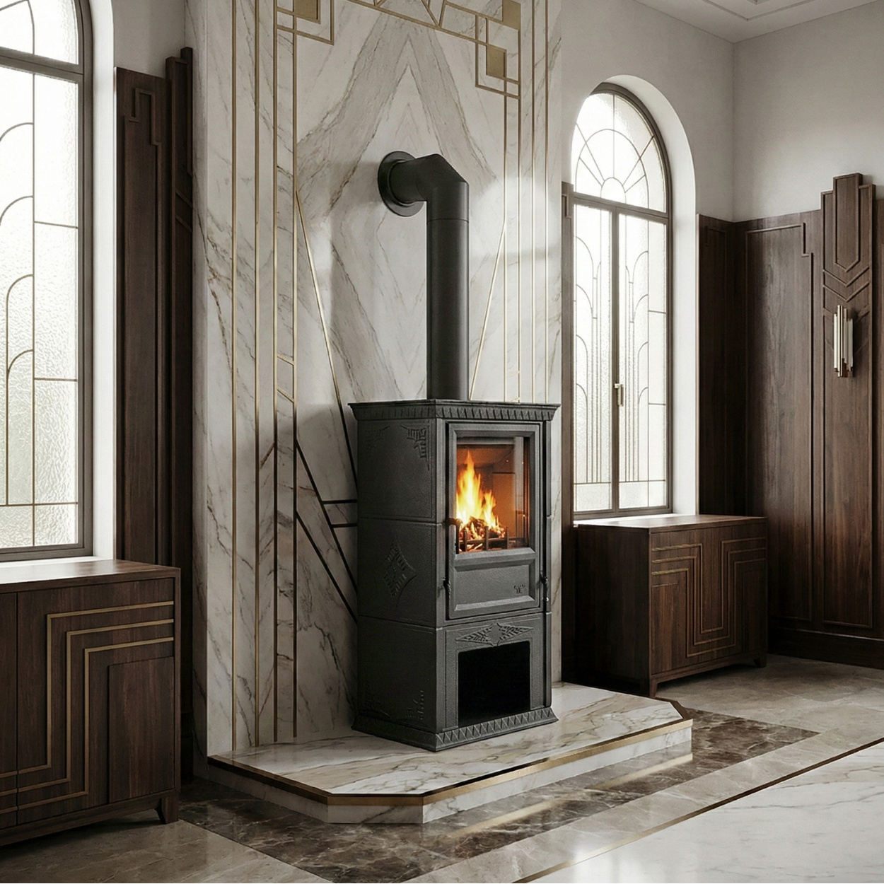 Globe Fire Luna I Kaminofen Gusseisen schwarz 7,9 kW