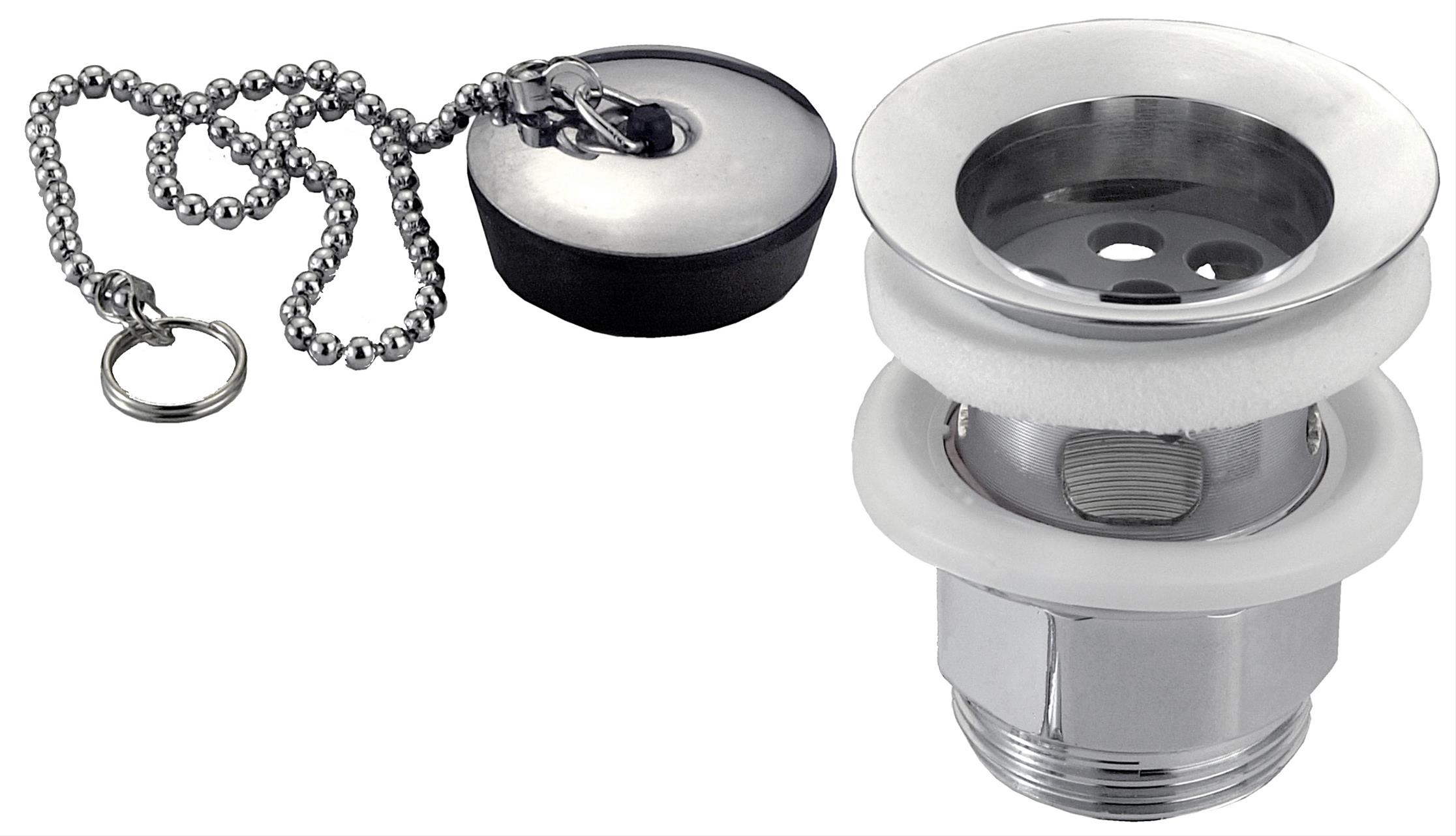 WT-Ablaufvtl.m.Stopfen 11/4"chr.