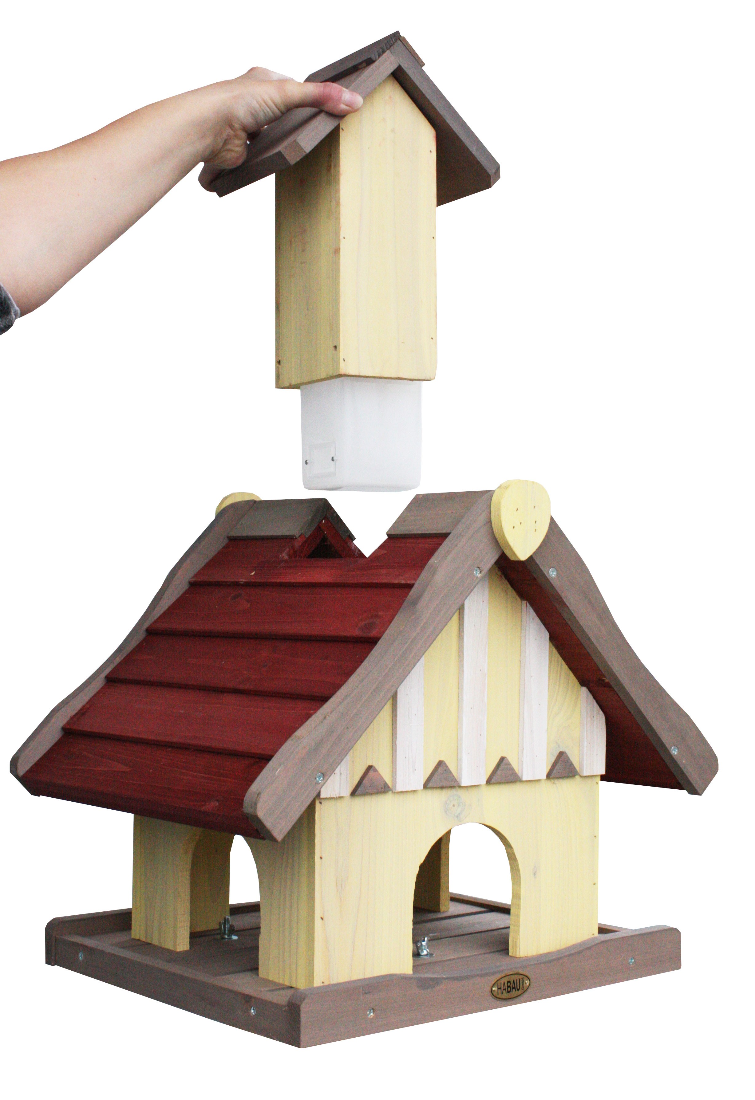 Vogelhaus / Futterhaus Habau Norwegen mit Silo und Ständer