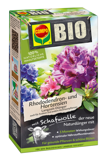 COMPO Bio Rhododendron Langzeit Dünger mit Schafwolle 750g