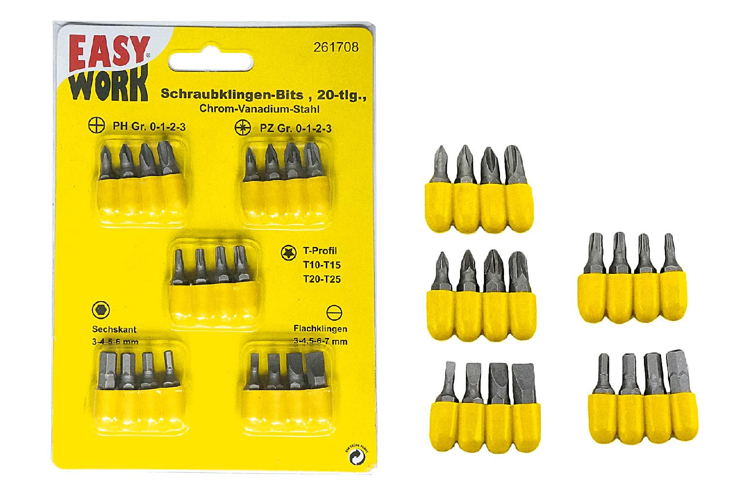 SCHRAUBKLINGEN-BITS CHROM-VANADIUM-STAHL, 20-TLG.