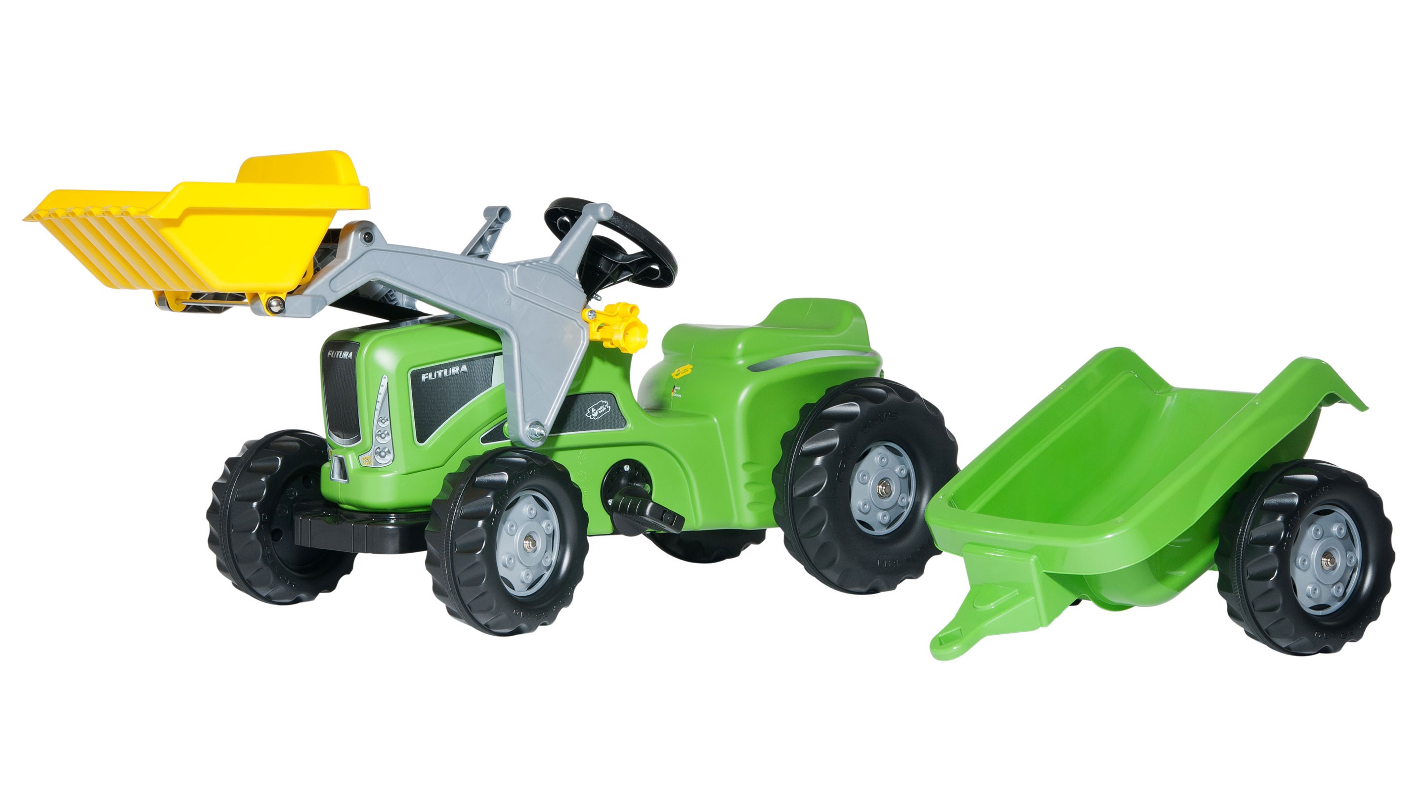 Trettraktor rolly Kiddy Futura mit Frontlader + Anhänger - Rolly Toys