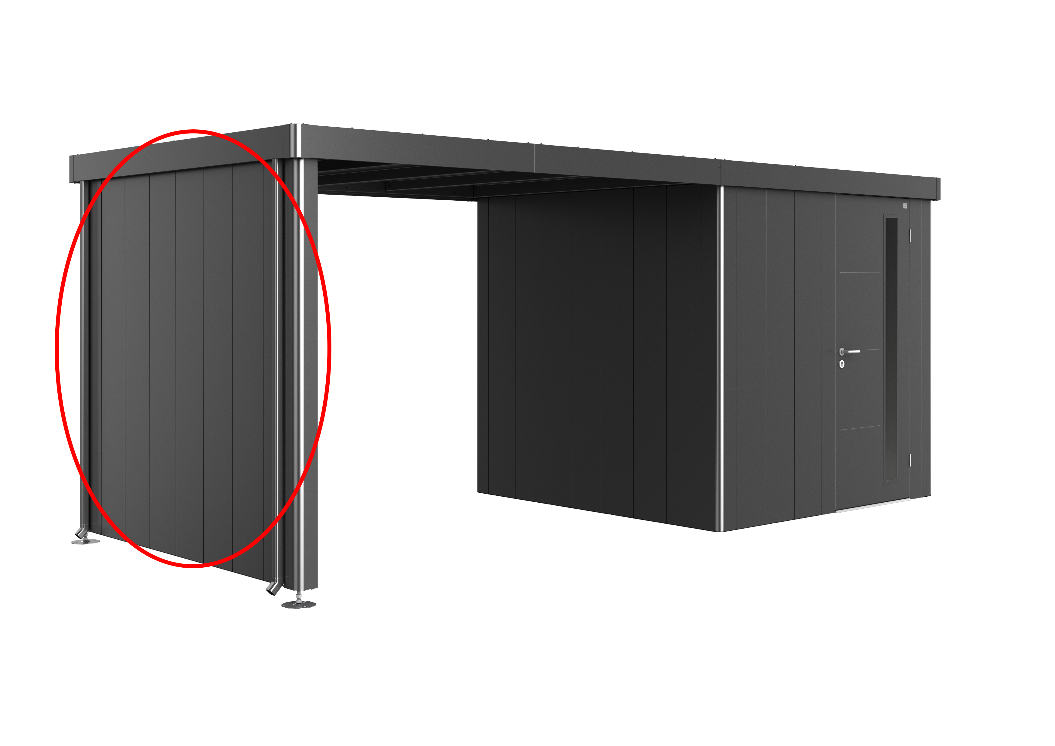 Biohort Seitenwand für Seitendach zu Gerätehaus Neo 2A-2D dunkelgrau