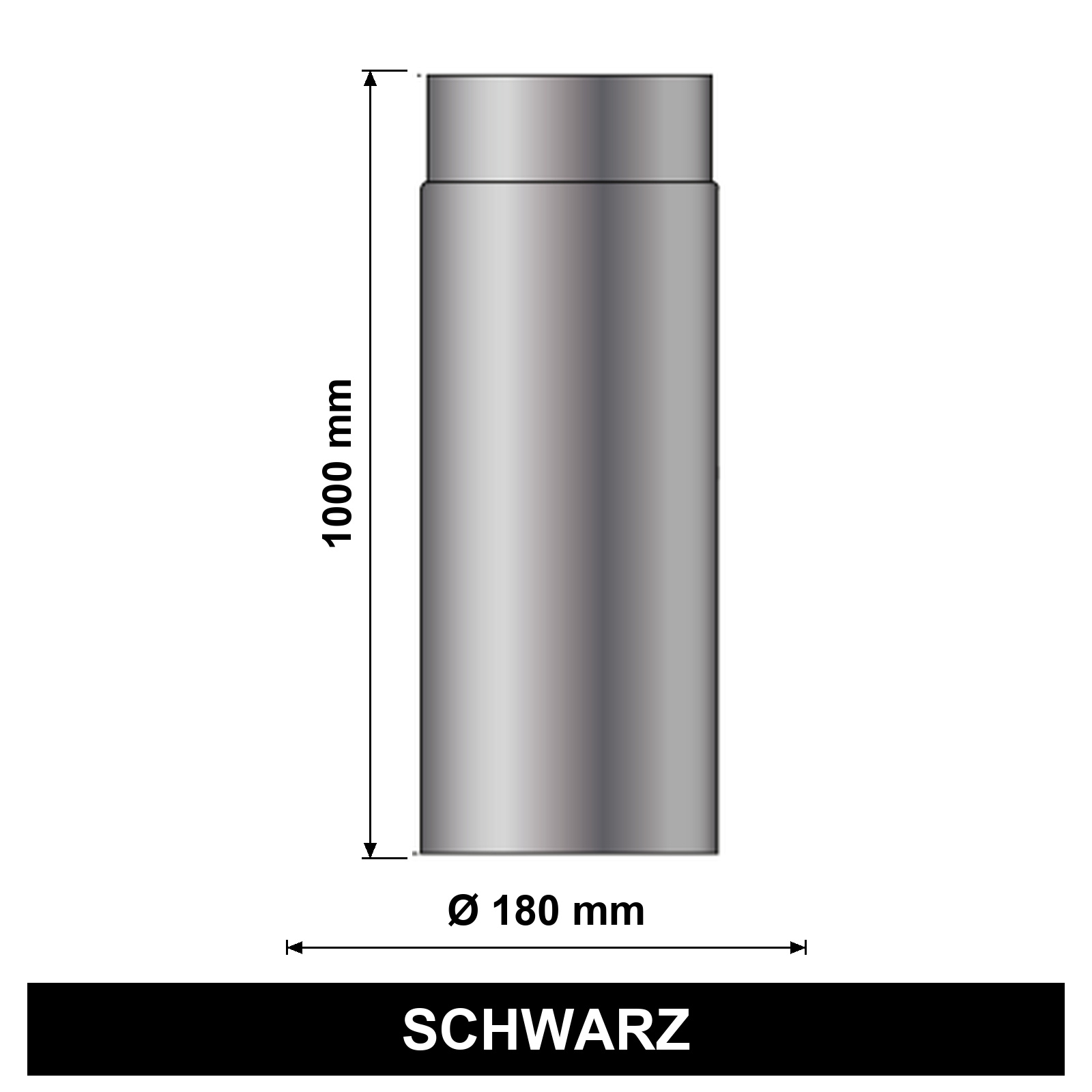ediFire Ofenrohr Ø 180 mm, 1000 mm, schwarz