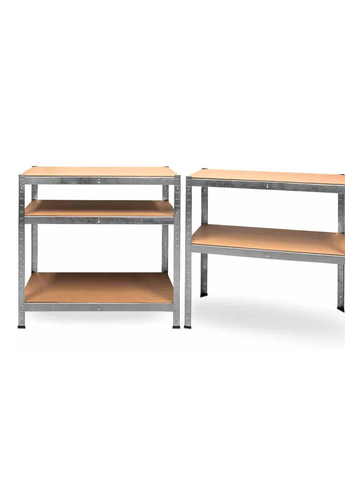 Schwerlastregal Monzana silber 90x180x60 cm 5 Holzböden