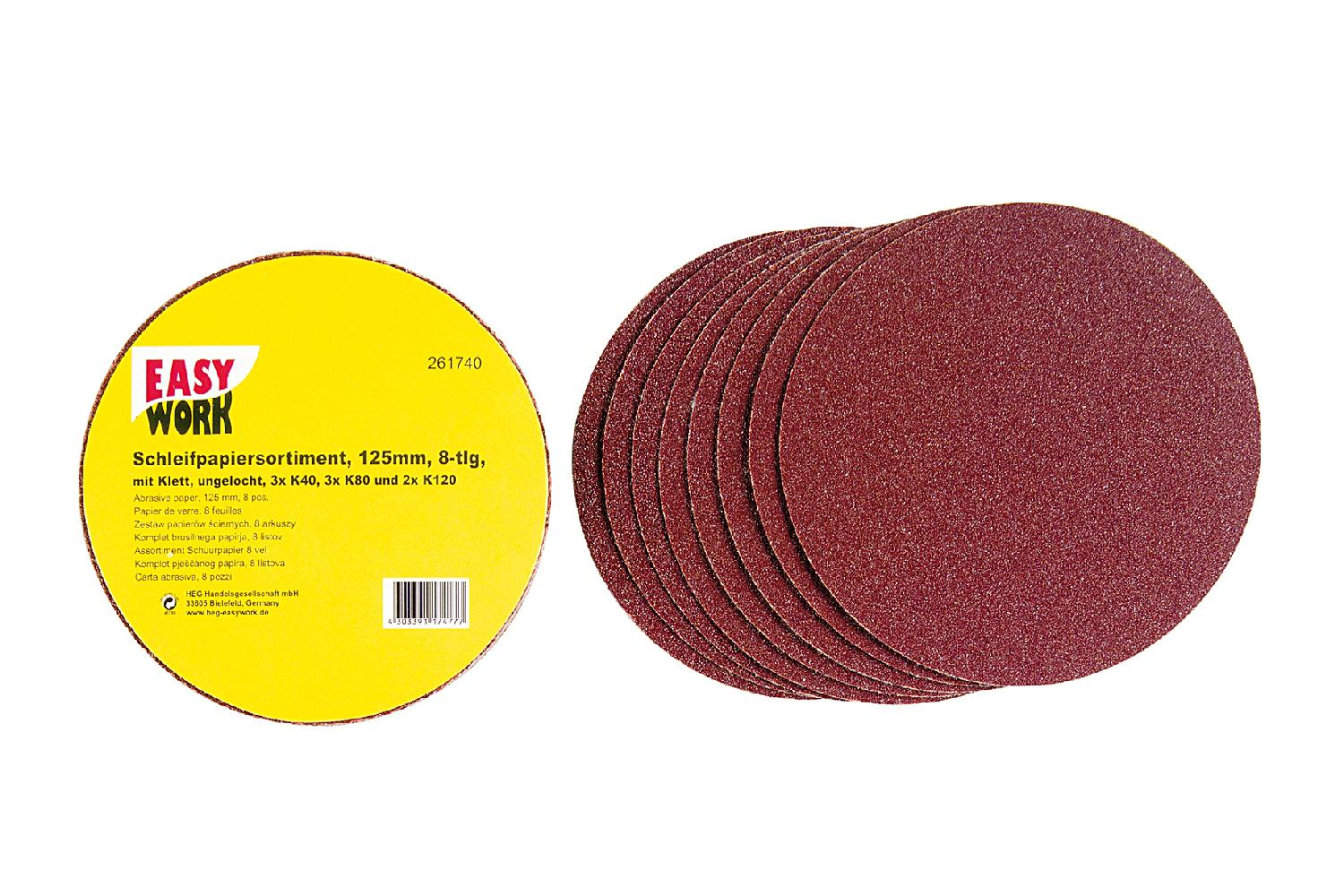 EW Schleifpapier Sortiment mit Klett 125mm 8-teilig