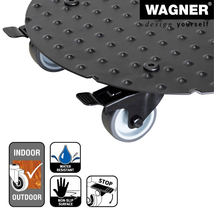 Multiroller Pflanzenroller Alu rund schwarz 300 mm für 150 kg