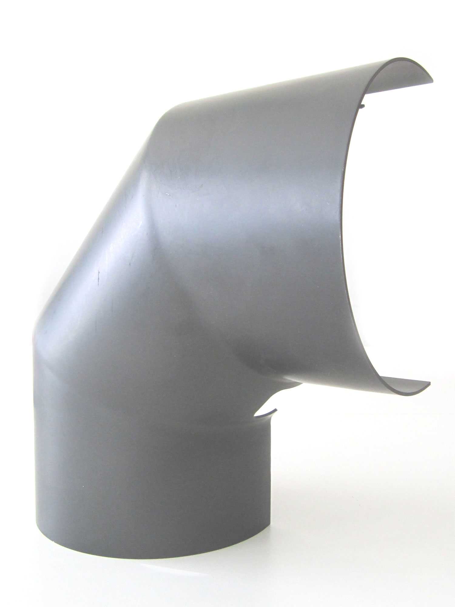 Hitzeschutz Rohrblende Winkel 90° Stahlblech grau Ø150mm seitlich