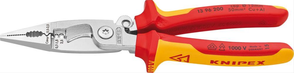 El.Installationsz.200mm verchromt VDE 2K Knipex