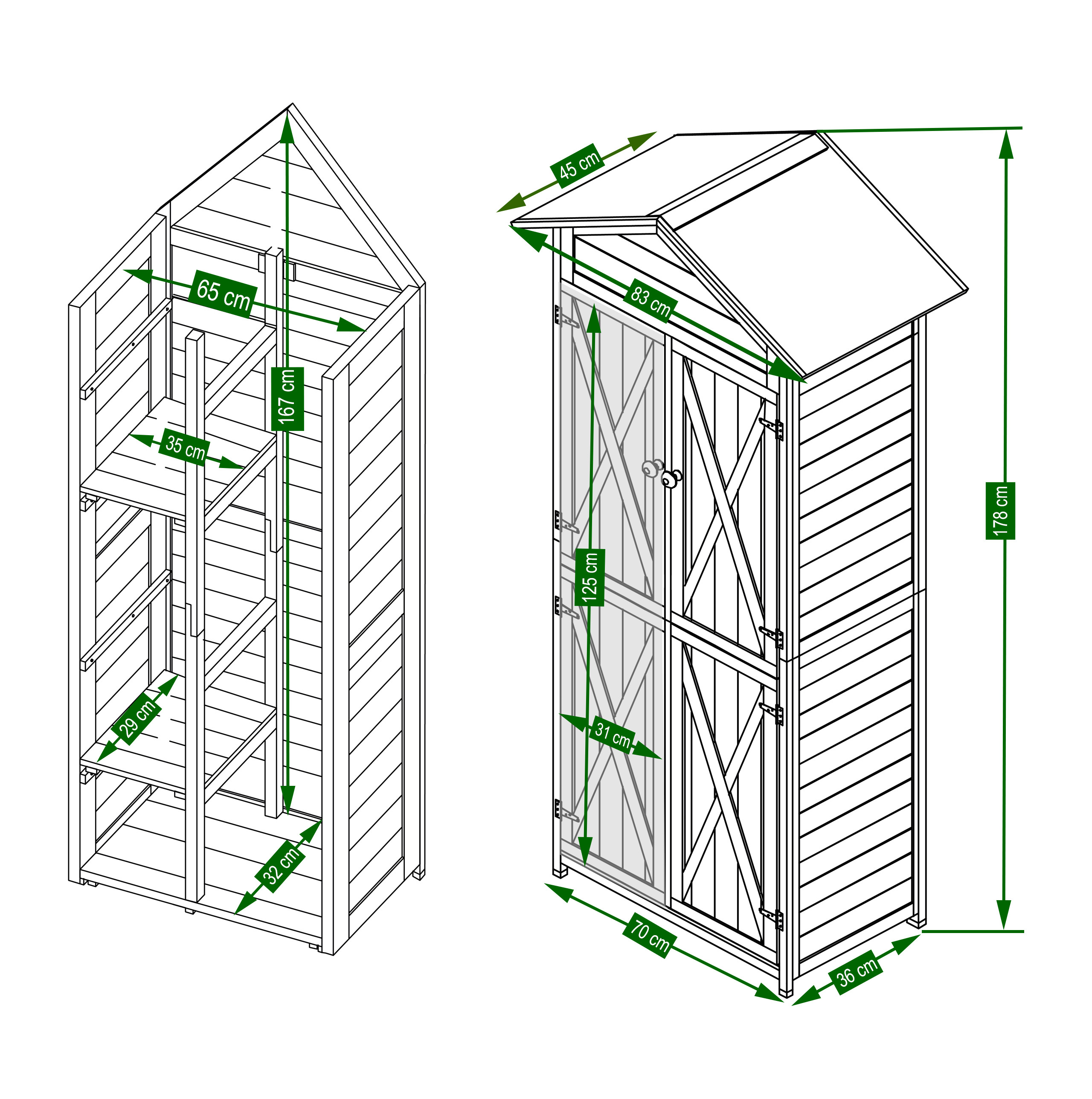 HABAU Gartenschrank Lena 84x45x178cm