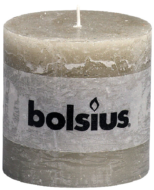 Bolsius Stumpenkerze Rustik Ø 100mm Höhe 100mm kieselgrau - 1 Stück