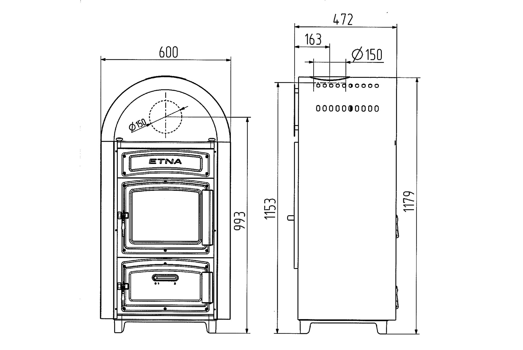 Wamsler Hüttenofen Etna schwarz 9 kW